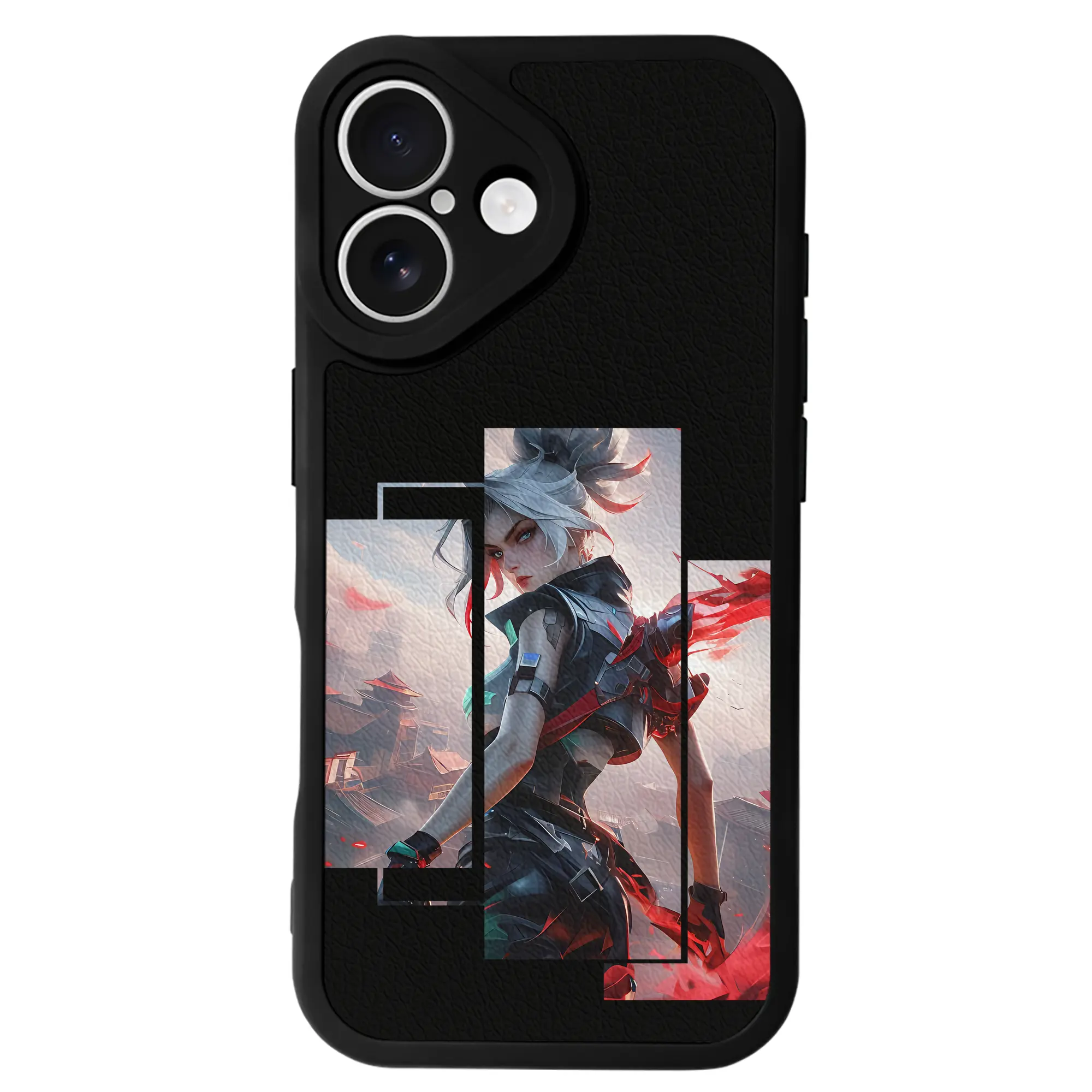 VALORANT グッズ,ジェット - IPhone 16シリーズ対応 ・ シリコンスマホケース ・ レザー調 ・ 高精度フィット ・ 耐衝撃 ・ ワイヤレス充電対応 ・ 精密カット